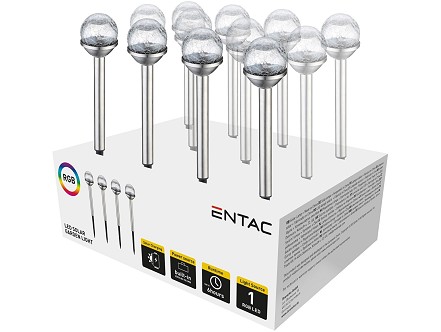 Bastenska lampa solarna 40cm IP44 Celik RGB+W Staklo PAK-12