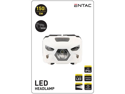 Naglavna lampa sa akumulatoromi senz. XPE+RED svetlo 5W bela