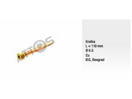 Sonda bojlera kratka L-110mm fi6.5mm bakar IEG