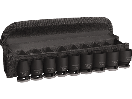 Bosch PRO Impact Socket, Set kovanih nasadnih ključeva 7 - 19mm; 3/8"; 9 delova