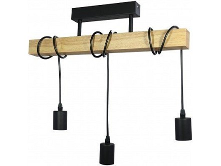 Viseca lampa Madeline 3xE27 drvo/crna