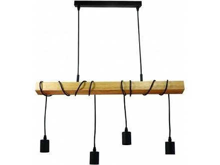 Viseca lampa Madeline 4xE27 drvo/crna