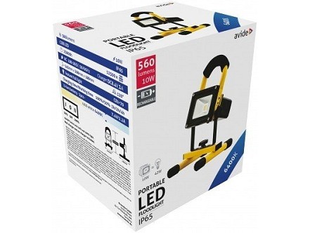 LED reflektor SMD punjiva 10W 6400K CW 550lm crna-zuta