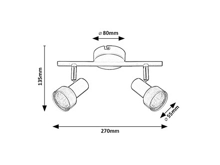 SPOT LAMPA 2XGU10 KONRAD METALIK 73012 RABALUX