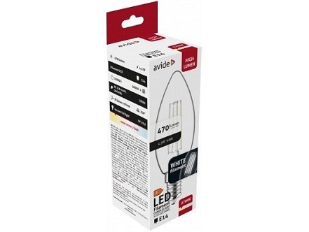 LED White filament sveca 4.5W E14 WW 2700K