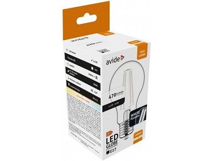 LED White filament lopta 4.5W E27 NW 4000K