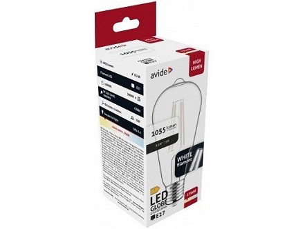 LED White filament ST64 8.5W E27 WW 2700K