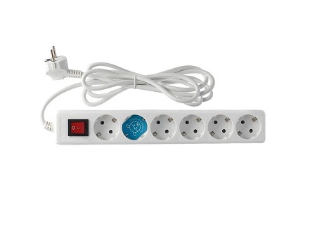 GSC PRODUŽNI Kabl 6 UTIČNICA, PREKIDAČ, BELI, 3m