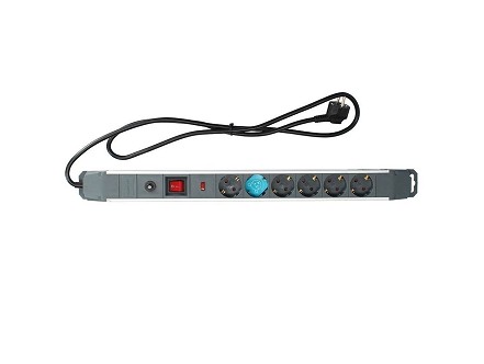 GSC PRODUŽNI Kabl SA 6 UTIČNICA, PREKIDAČ, SIVI, PREN.ZAŠTITA, 1.5m