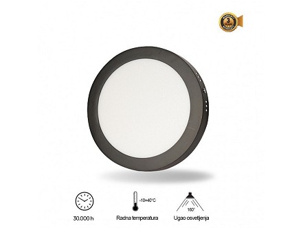 LED panel N/Z 18W 6500K crna okrugla
