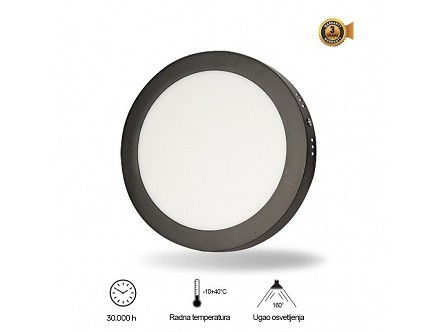 LED panel N/Z 24W 6500K crna okrugla
