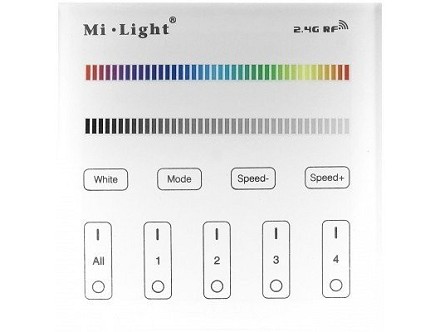 Kontroler za LED traku zidni 12V RGB+W 4 zone 2xAAA