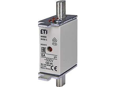 Nozasti osiguraci NV00 C 6A 500V ETI