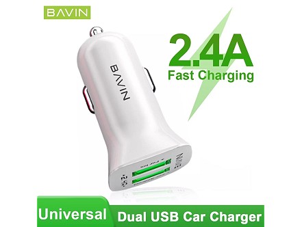 Bavin auto punjač 2XUSB-A 2,4A bela - PC253
