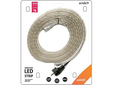 LED traka 220V 4.8W/m SMD 5m 3528 60 LED 4000K IP67 blister