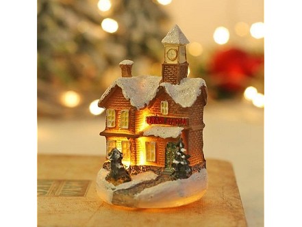Artezan dekoracija kucice LED smedja 10x6cm