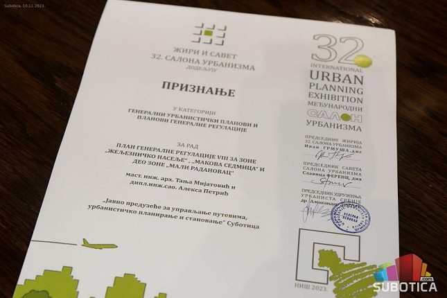 Subotički urbanisti zablistali na 32. Međunarodnom salonu urbanizma u Nišu
