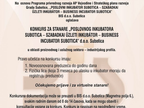 Konkurs za nove stanare Poslovnog inkubatora