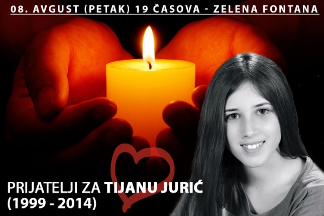 Paljenje sveća za Tijanu Jurić