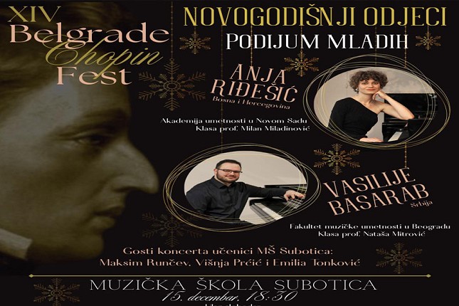 „Novogodišnji odjeci“: koncert Šopen Festa 15. decembra u Muzičkoj školi