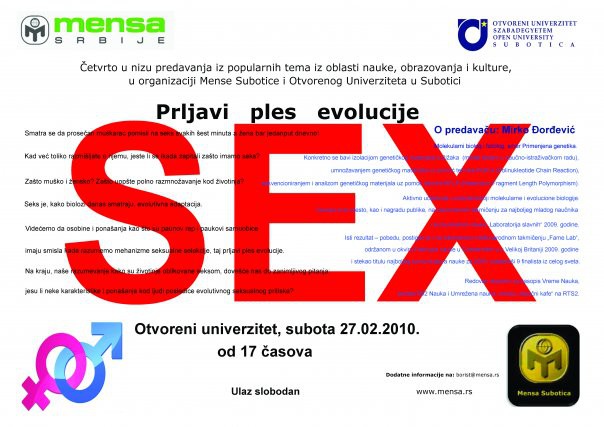 Predavanje: Seks, prljavi ples evolucije