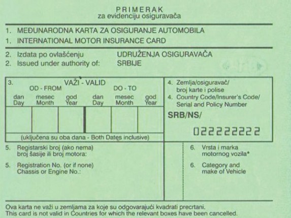 Ukidanje zelenog kartona od Nove godine