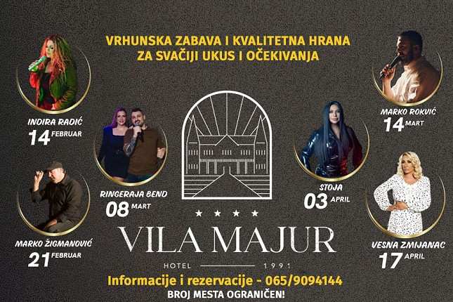 Večeri uz pesmu, sjajnu atmosferu i kvalitetnu hranu: Vila Majur otvara koncertnu sezonu