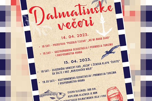 "Dalmatinske večeri" u Subotici 14. i 15. aprila