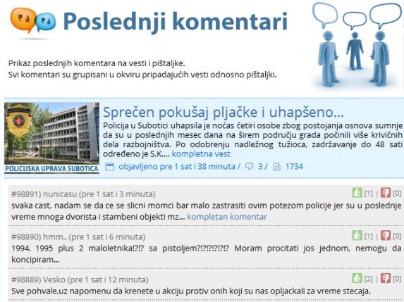 Komentari na Internet sajtovima