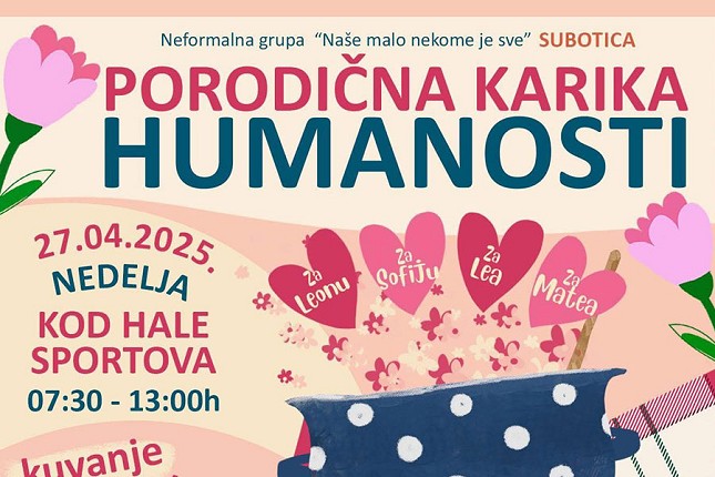 U nedelju "Porodična karika humanosti" ispred Hale sportova - Zajedno za Sofiju, Lea, Leonu i Matea