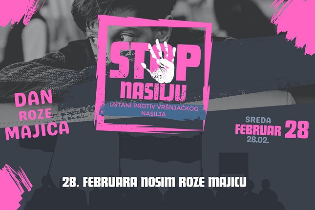 Obeležavanje Dana borbe protiv vršnjačkog nasilja 28. februara, roze majica kao podrška žrtvama