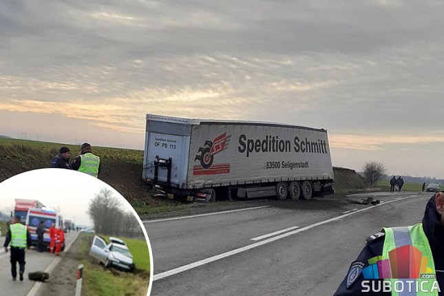 Teška saobraćajna nezgoda kod Bajmoka, poginuo vozač automobila, posle dva časa prohodno