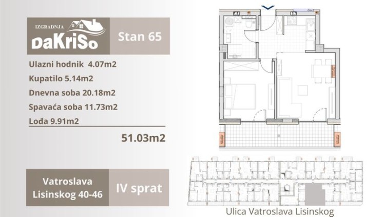 Stan, Vatroslava Lisinskog 46, 51m2 (ID: 99020) | Nekretnine Subotica