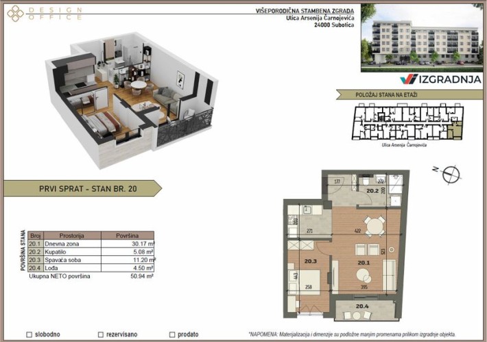 Stan, Arsenija Čarnojevića 28, 51m2 (ID: 114317) | Nekretnine Subotica