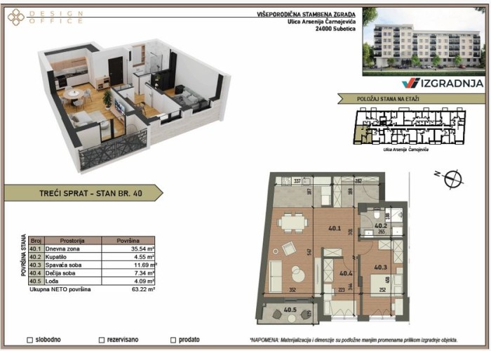 Stan, Arsenija Čarnojevića 28, 63m2 (ID: 114318) | Nekretnine Subotica