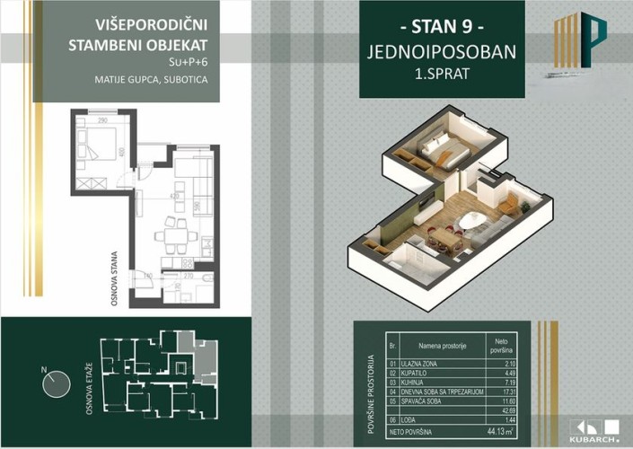 Stan, Matije Gupca, 46m2 (ID: 98442) | Nekretnine Subotica