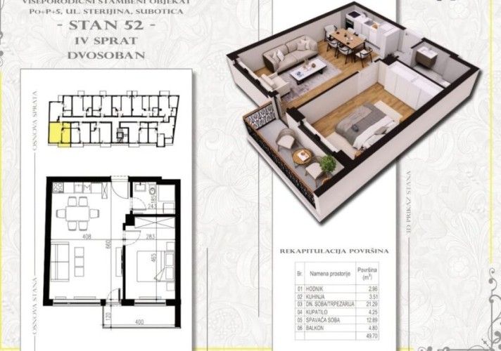 Stan, Radijalac, 49m2 (ID: 101488) | Nekretnine Subotica