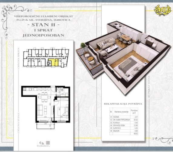 Stan, Radijalac, 48m2 (ID: 92517) | Nekretnine Subotica