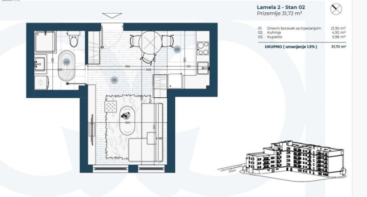 Stan, Radijalac, 31m2 (ID: 92549) | Nekretnine Subotica