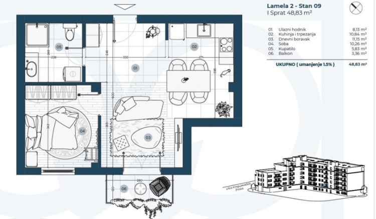 Stan, Radijalac, 48m2 (ID: 105595) | Nekretnine Subotica