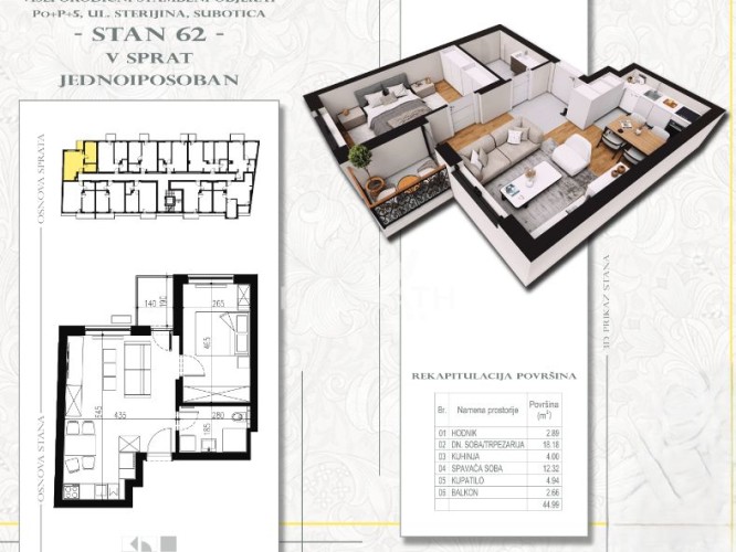 Stan, Sterijina 33, 45m2 (ID: 116612) | Nekretnine Subotica
