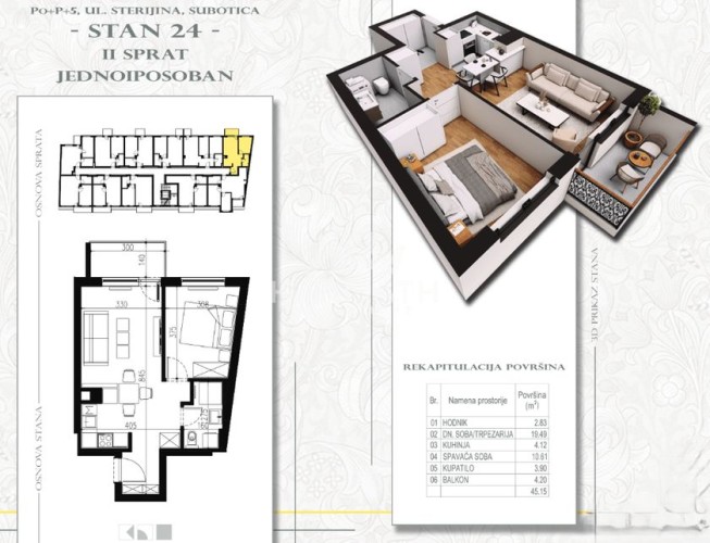 Stan, Sterijina 33, 45m2 (ID: 101794) | Nekretnine Subotica