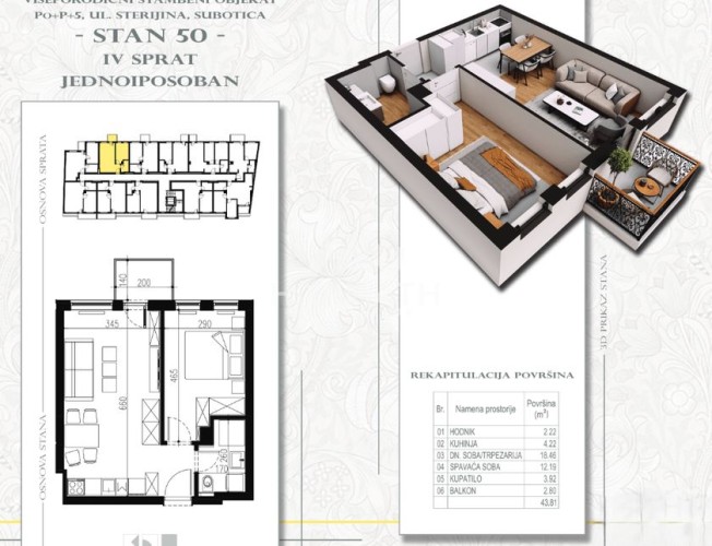Stan, Sterijina 33, 44m2 (ID: 101796) | Nekretnine Subotica