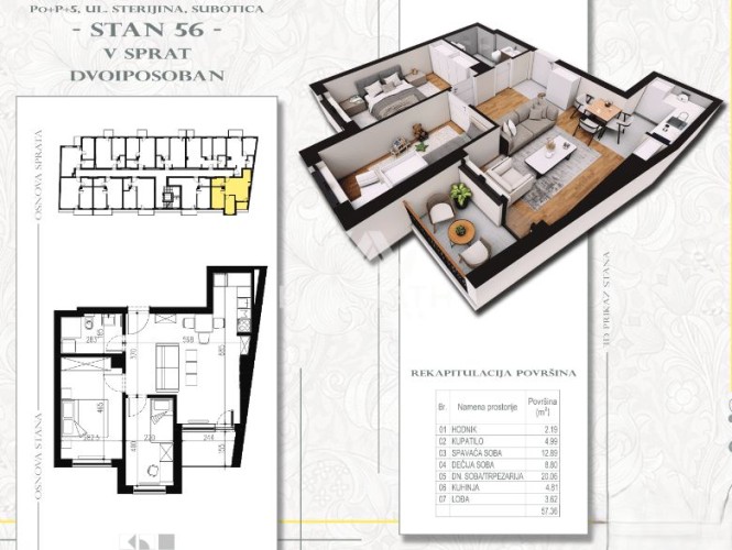 Stan, Sterijina 33, 57m2 (ID: 101799) | Nekretnine Subotica
