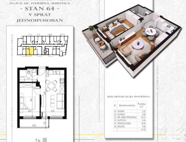Stan, Sterijina 33, 44m2 (ID: 101805) | Nekretnine Subotica