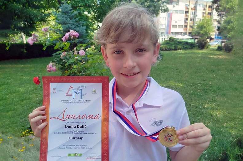 Dunja Dulić iz OŠ "Jovan Jovanović Zmaj" najbolja na međunarodnom matematičkom takmičenju