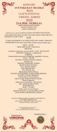 Svetski dan muzike - 5. ulični festival Visions - Korzo 2026