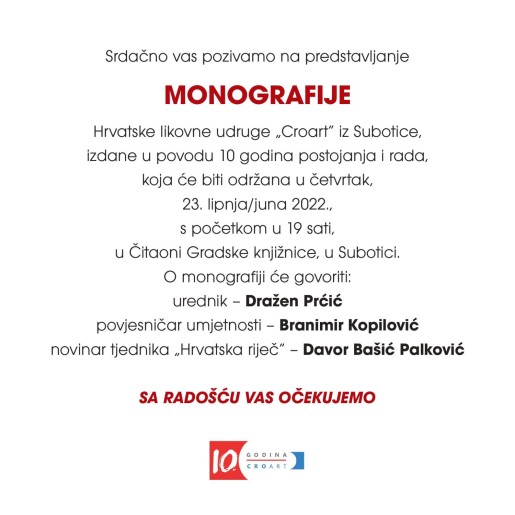 Predstavljanje monografije: Naših prvih 10 godina stvaranja lijepoga