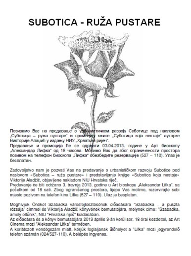 Predavanje o urbanističkom razvoju Subotice