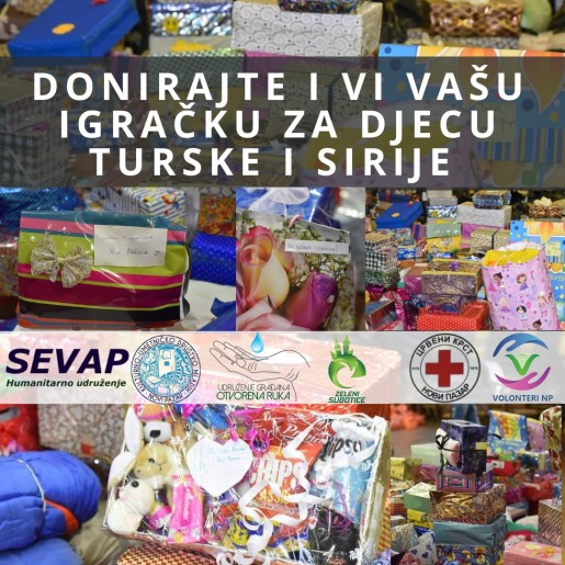 Prikupljanje igračaka za decu bez roditelja iz Turske i Sirije